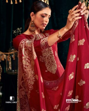 Red Festive Dress material