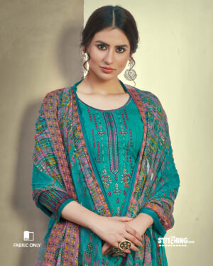 Teal Unstitched Dress Material