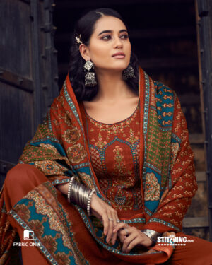 Red Unstitched Dress Material