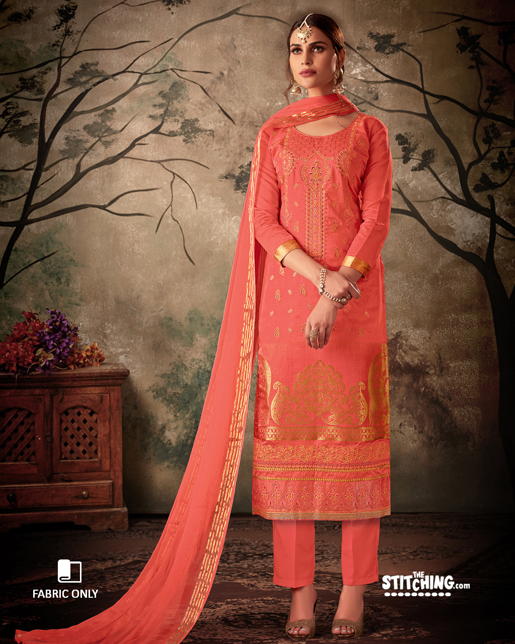 pink dress material