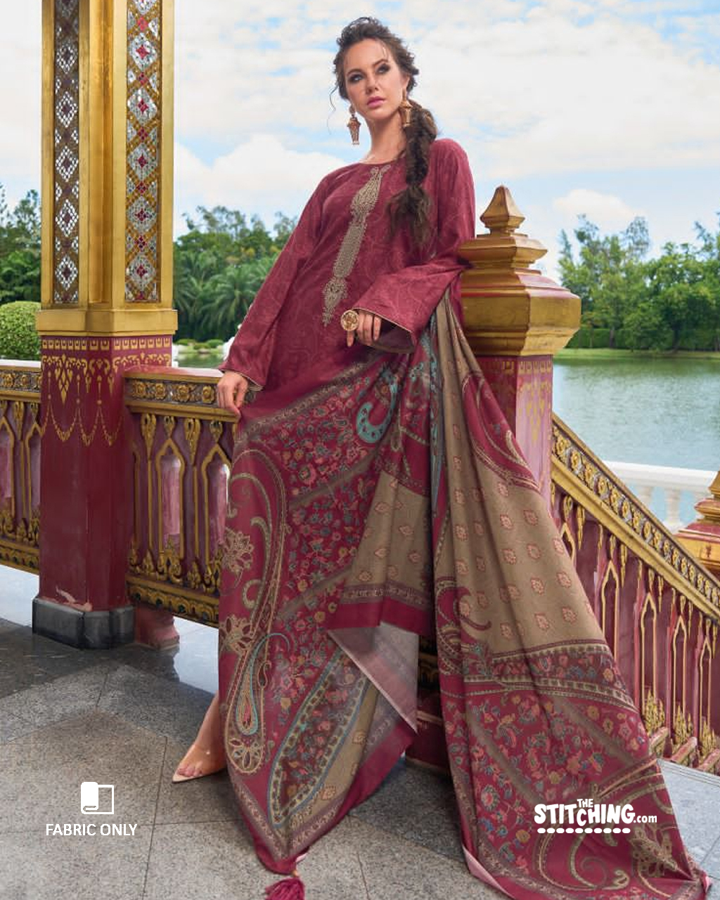 Maroon Dress Material