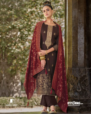 Brown Unstitched Dress Material