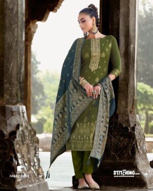 Green Unstitched Dress Material