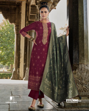 Maroon Unstitched Dress Material