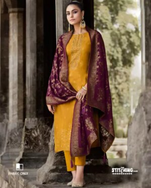 Yellow Unstitched Dress Material