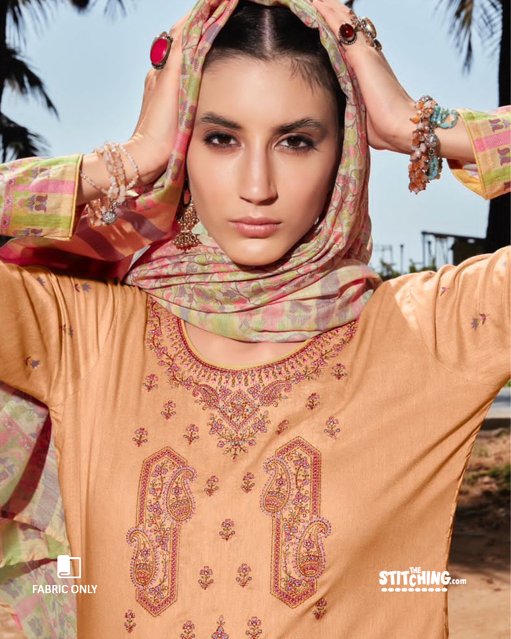 ninjin-orange-cambric-digital-print-unstitched-designer-dress-fabric