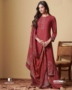 Red Unstitched Dress Material