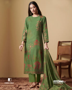 Green Unstitched Dress Material