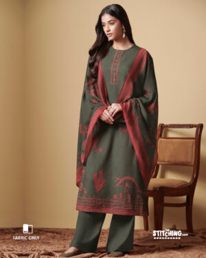 Green Unstitched Dress Material