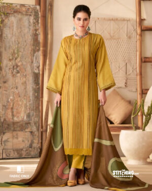 Yellow Unstitched Dress Material