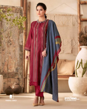 Red Unstitched Dress Material
