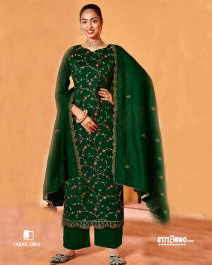 Green Unstitched Dress Material