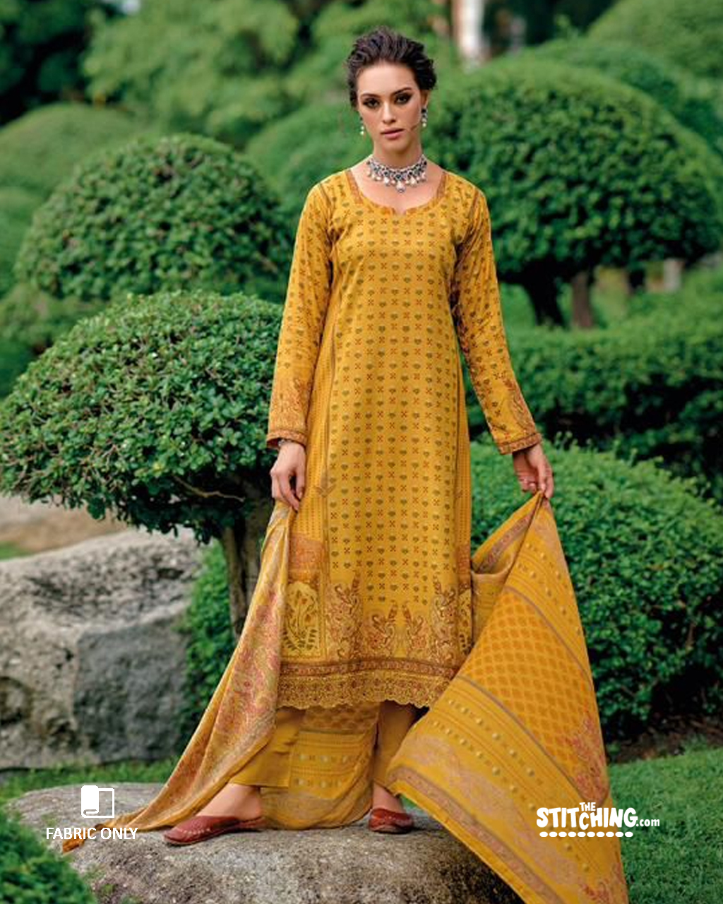 Yellow Unstitched Dress Material