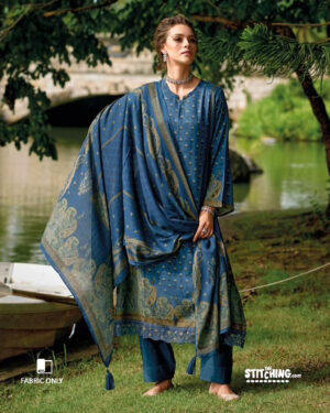 Blue Unstitched Dress Material