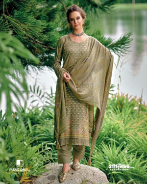 Green Unstitched Dress Material