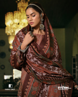 Brown Unstitched Dress Material