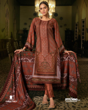 Brown Unstitched Dress Material
