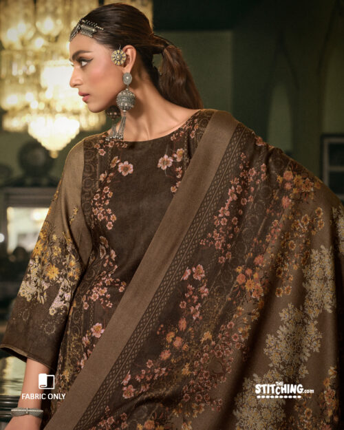 Brown Unstitched Dress Material