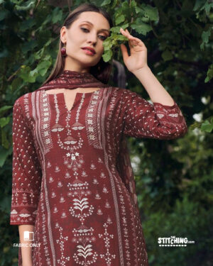 Maroon Unstitched Dress Material