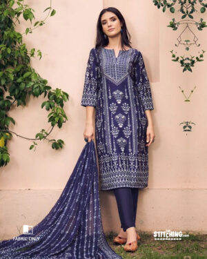 Blue Unstitched Dress Material