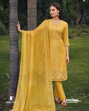 Yellow Unstitched Dress Material