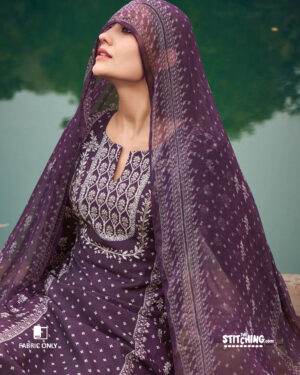 Purple Unstitched Dress Material