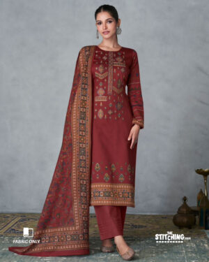 Red Unstitched Dress Material