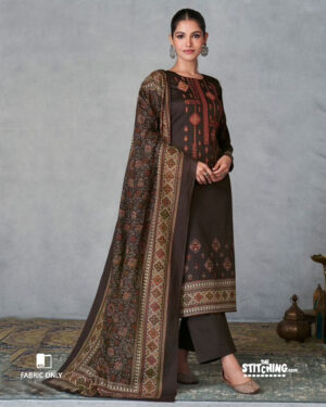 Brown Unstitched Dress Material