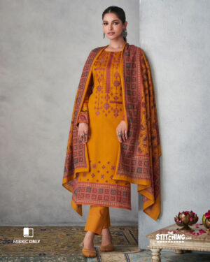Orange Unstitched Dress Material