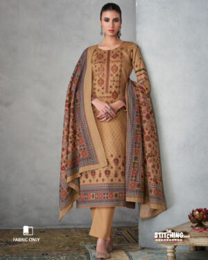 Beige Unstitched Dress Material