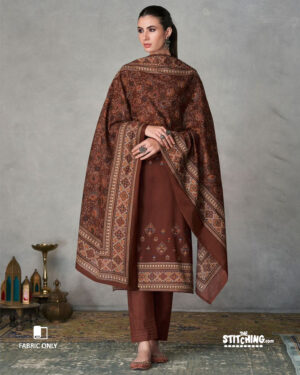 Brown Unstitched Dress Material