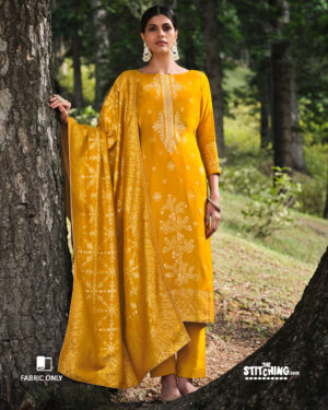 Yellow Unstitched Dress Material