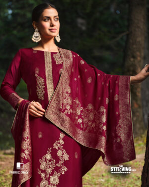 Red Unstitched Dress Material