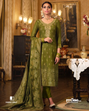 Green Unstitched Dress Material