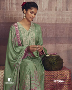 green unstitched salwar suit material