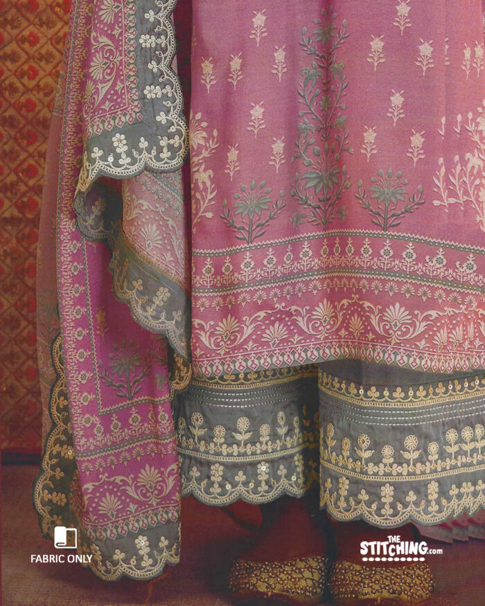 Purple unstitched salwar suit material
