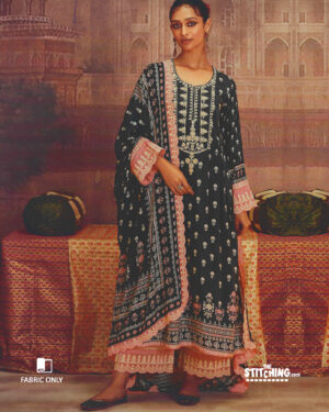 Black unstitched salwar suit material