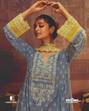 Blue unstitched salwar suit material