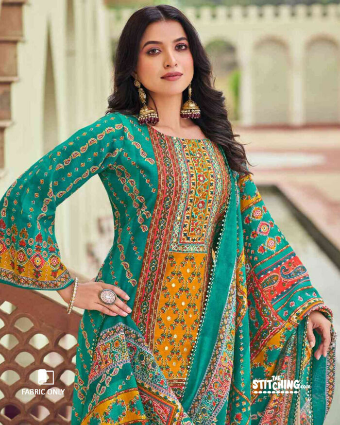 Green Unstitched Salwar Suit