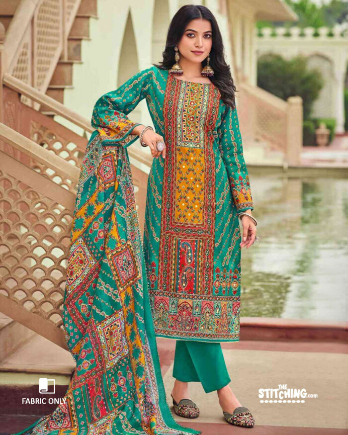 Green Unstitched Salwar Suit