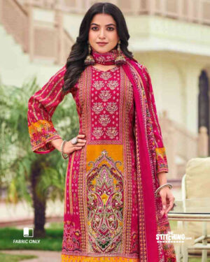 Red Unstitched Salwar Suit