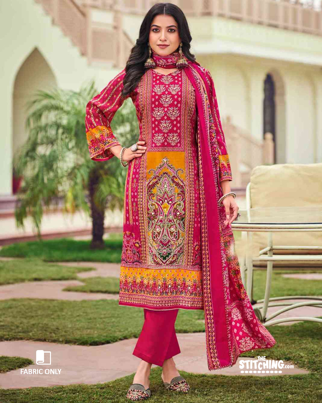 Red Unstitched Salwar Suit