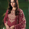 Maroon Unstitched Salwar Suit