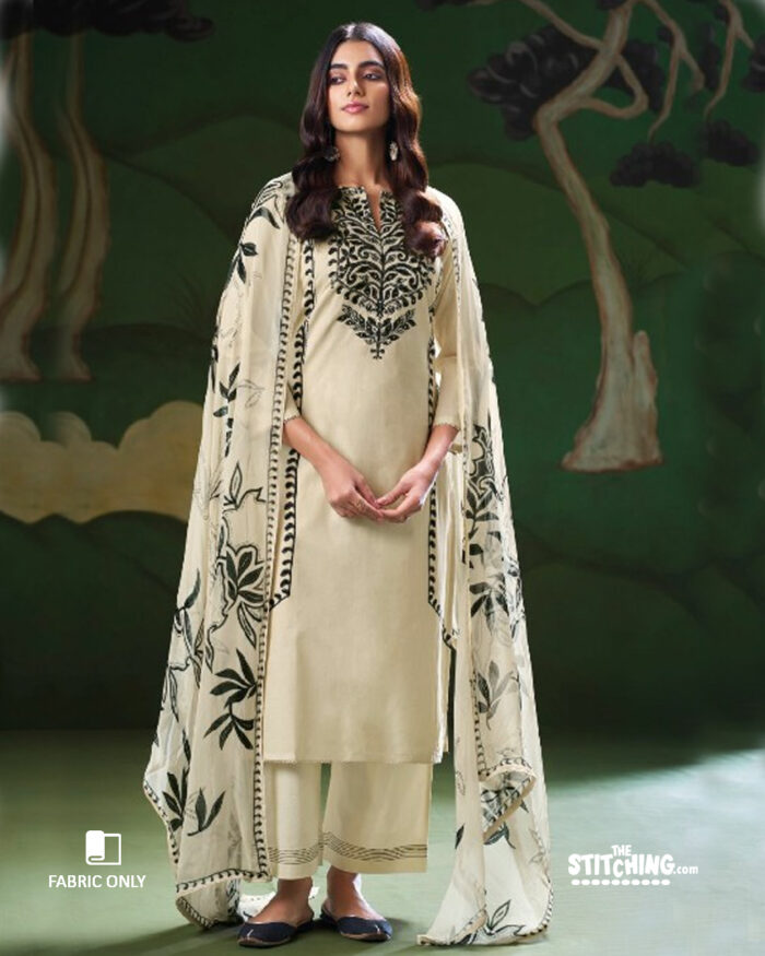 Off white Unstitched Salwar Suit