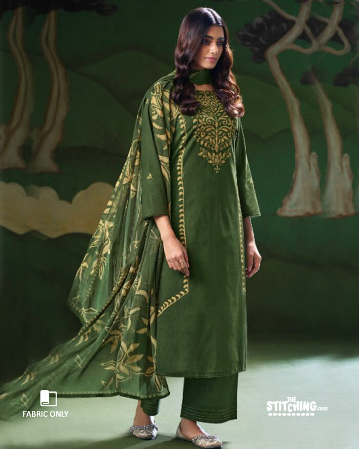 Green Unstitched Salwar Suit