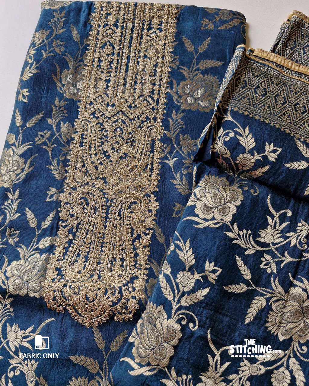 Blue Unstitched Dress Material