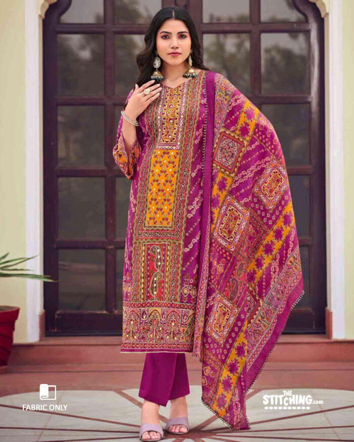 Pink Unstitched Salwar Suit
