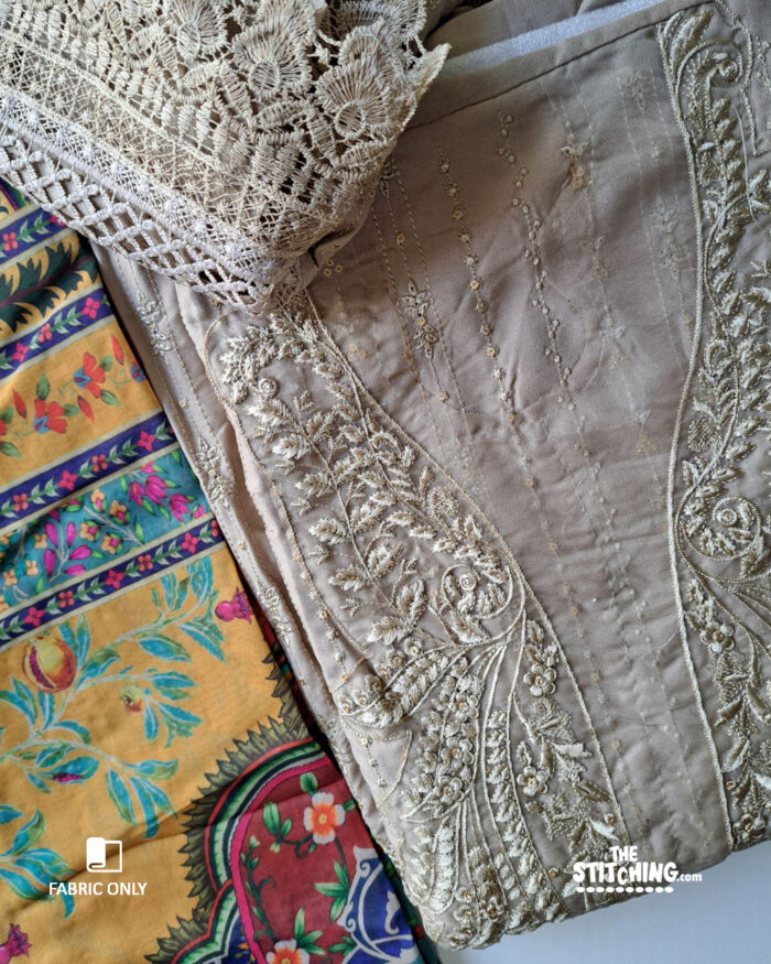 Beige Unstitched Dress Material