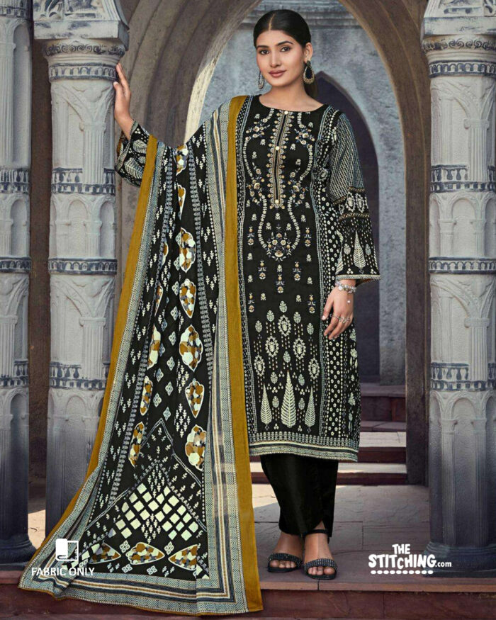 Black unstitched dress material