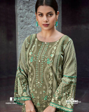 Green unstitched dress material